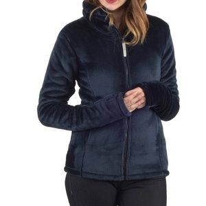 Bench. Funnel neck fuzzy fleece jacket Navy blue long sleeve by Bench Canada